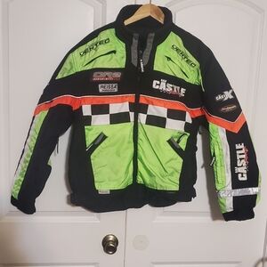 Castle Racing CR2 Series01 Black&Neon Green/HiVisSnowmobile insulated jacket szL